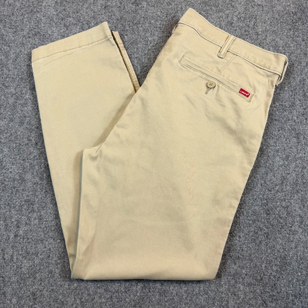 Levis XX Chino Standard Taper Pants Mens 38x32 Khaki Tan Stretch Cotton 3249
